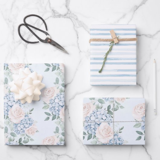 Romantisches Rosa Blüten Brautparty Geschenkpapier Set (Vorderseite)