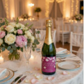 Romantisches Rosa Blüten Custom Champagner Etikett