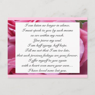 Romantisches Rosa-Blüten Jane Austen Liebeszitat Postkarte