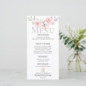 Romantisches rosa Bouquet Wedding Menu (Stehend Vorderseite)