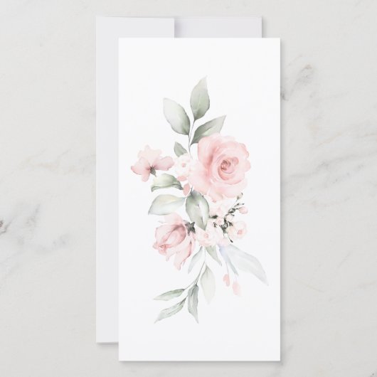 Romantisches rosa Bouquet Wedding Menu (Rückseite)