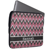 Romantisches Rosa Braun Zickzack mit Name Laptopschutzhülle (Vorne Rechts)