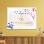 Romantisches rosa Brautparty Begrüßungspposter Leinwanddruck (Insitu (Wohnzimmer))