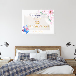Romantisches rosa Brautparty Begrüßungspposter Leinwanddruck