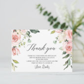 Romantisches Rosa Brautparty Dankeskarte (Stehend Vorderseite)