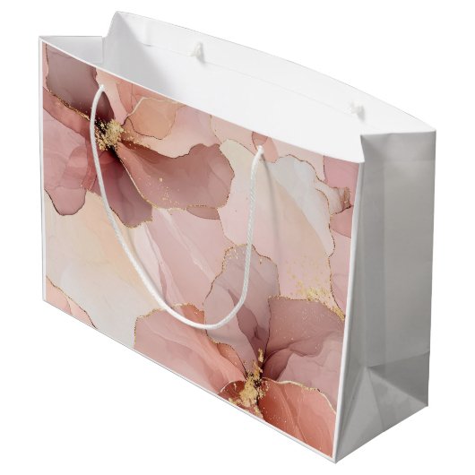 Romantisches Rosa Brautparty Große Geschenktüte (Rückseite Schrägansicht)