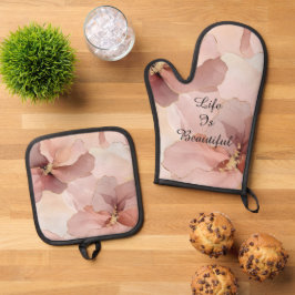 Romantisches Rosa Brautparty Ofenhandschuh & Topflappen-Set