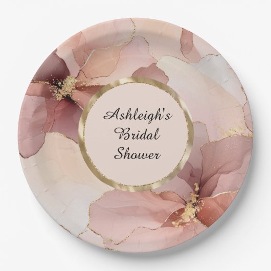 Romantisches Rosa Brautparty Pappteller (Vorderseite)