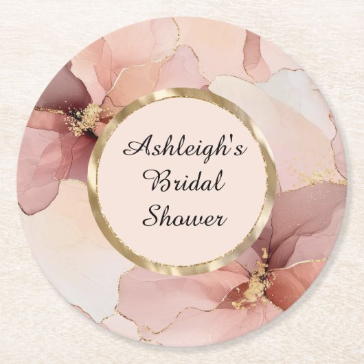 Romantisches Rosa Brautparty Runder Pappuntersetzer (Vorderseite)