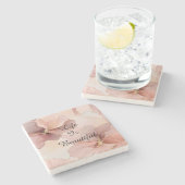 Romantisches Rosa Brautparty Steinuntersetzer (Seitenansicht)