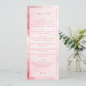 Romantisches Rosa Elegantes Hochzeitsmenü Menükarte (Stehend Vorderseite)