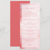 Romantisches Rosa Elegantes Hochzeitsmenü Menükarte (Vorne/Hinten)