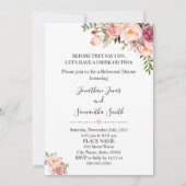 Romantisches Rosa Floral Boho Chic Probe Abendesse Einladung (Vorderseite)