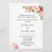 Romantisches Rosa Floral Boho Chic Probe Abendesse Einladung (Vorne/Hinten)