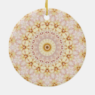 Romantisches Rosa Floral Mandala Art Kaleidoskop Keramik Ornament