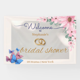 romantisches rosa florales Hochzeitsdusche-Willkom Banner