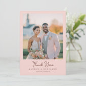 Romantisches Rosa Foto Dankeskarte (Stehend Vorderseite)