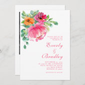 Romantisches Rosa Foto Grosses Blumengestein Elega Einladung (Vorne/Hinten)