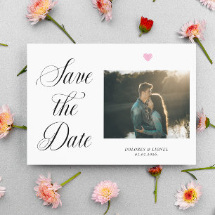Romantisches Rosa Foto Save the Date Postkarte