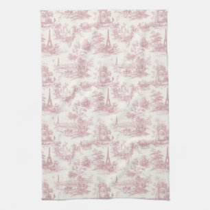 Romantisches rosa französisches Toile-Landmuster ( Geschirrtuch
