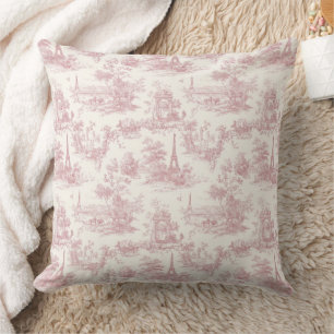 Romantisches rosa französisches Toile-Landmuster ( Kissen