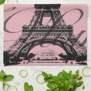romantisches rosa französisches vintage Paris Eiff Geschirrtuch