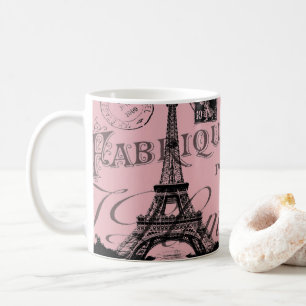romantisches rosa französisches vintage paris eiff kaffeetasse