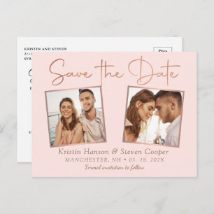 Romantisches Rosa Gold 2 Foto Save the Date Postkarte