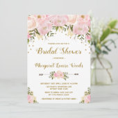 Romantisches Rosa & Gold Brautparty laden ein Einladung (Stehend Vorderseite)