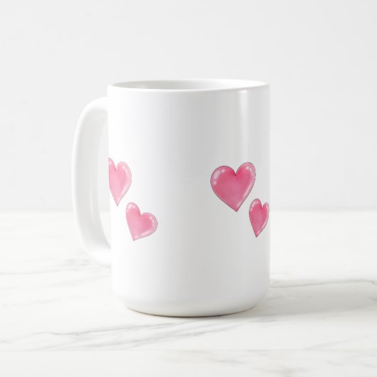 Romantisches rosa Herz Design - Jar Candle Scentur Kaffeetasse (Vorderseite Links)