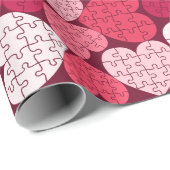 Romantisches rosa Herz Form Jigsaw Puzzle Geschenkpapier (Rolleneckpunkt)