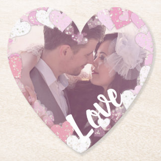 Romantisches Rosa Herz Liebe Custom Foto Untersetzer