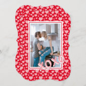 Romantisches Rosa Herz XOXO Foto Valentine Einladung (Vorne/Hinten)