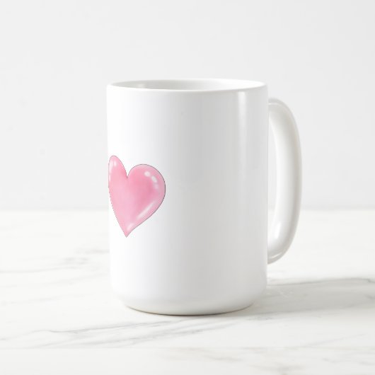 Romantisches rosa Herzdesign Kaffeetasse (VorderseiteRechts)