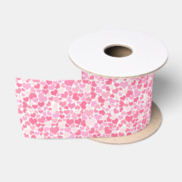 Romantisches rosa Herzmuster Satinband
