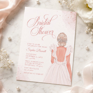 Romantisches Rosa Hochzeitskleid Brautparty Einladung