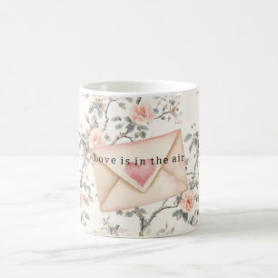 Romantisches Rosa Liebesherz Pfirsich Blumig Valen Kaffeetasse