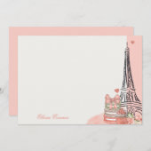 Romantisches Rosa Paris Thema Personalisiert Mitteilungskarte (Vorne/Hinten)