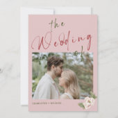 Romantisches Rosa Pink Peony Foto Hochzeit Einladung (Rückseite)