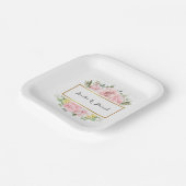 Romantisches rosa Rose Blumenmuster Party Pappteller (Gewinkelt)