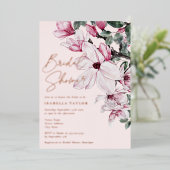 Romantisches Rosa Rose Gold Brautparty Folieneinladung (Stehend vorne)