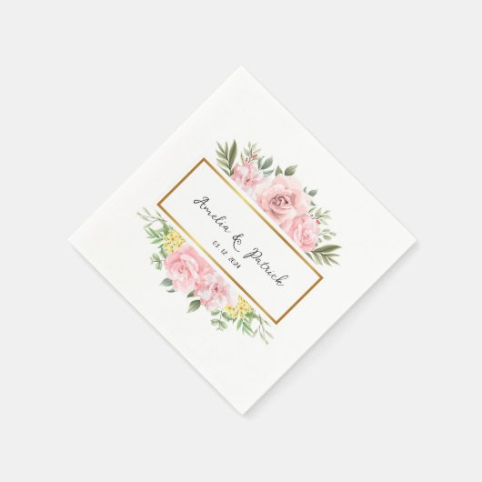 Romantisches rosa Rose Personalisiertes Party Papi Serviette (Ecke)