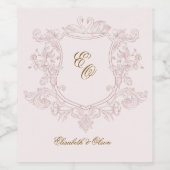 Romantisches Rosa Roségold und viktorianisches Flo Weinetikett (Einzelnes Label)