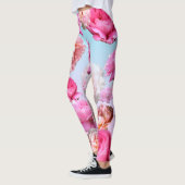 Romantisches rosa Rosen Athleisure Yoga keucht Leggings (Links)