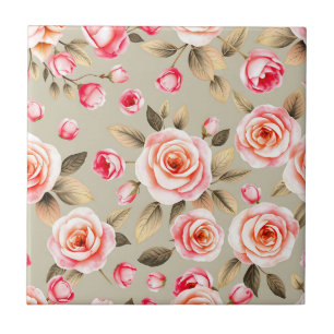 Romantisches rosa Rosen-Blumenmuster Fliese