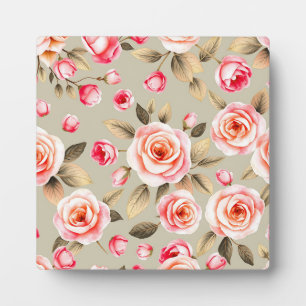 Romantisches rosa Rosen-Blumenmuster Fotoplatte
