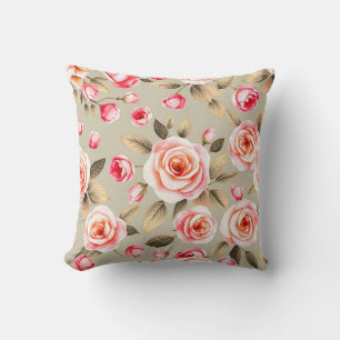 Romantisches rosa Rosen-Blumenmuster Kissen