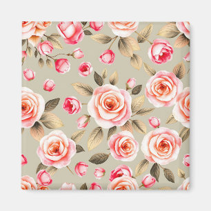 Romantisches rosa Rosen-Blumenmuster Magnet