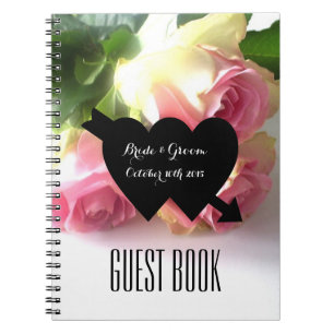Romantisches rosa Rosen-Fotohochzeits-Gastbuch Notizblock