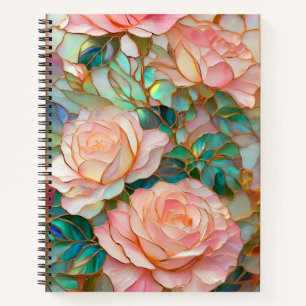 Romantisches rosa Rosen-gefestigtes Glas-EffektNot Notizblock